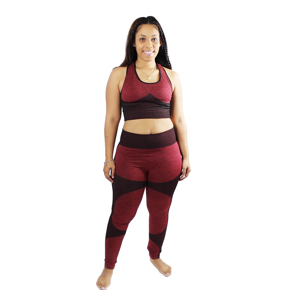 Seamless Sports Bra Set (Burgundy)